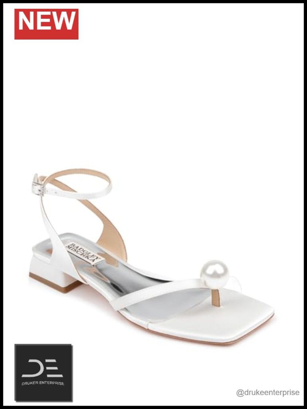Badgley Mischka Women's Lola Pearl Heeled Sandals Block Heel Ankle Strap